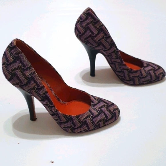 MISSONI Chevron Print Purple Multicolor Pumps - Picture 7 of 9